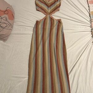 Altar'd State Multicolor Striped Backless Dress